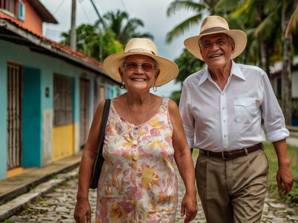 relajacion, respiracion, pareja de adultos mayores sonreidos, felices sin estres