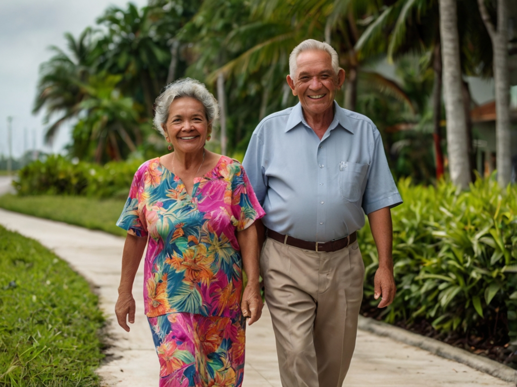 relajacion, respiracion, pareja de adultos mayores sonreidos, felices sin estres