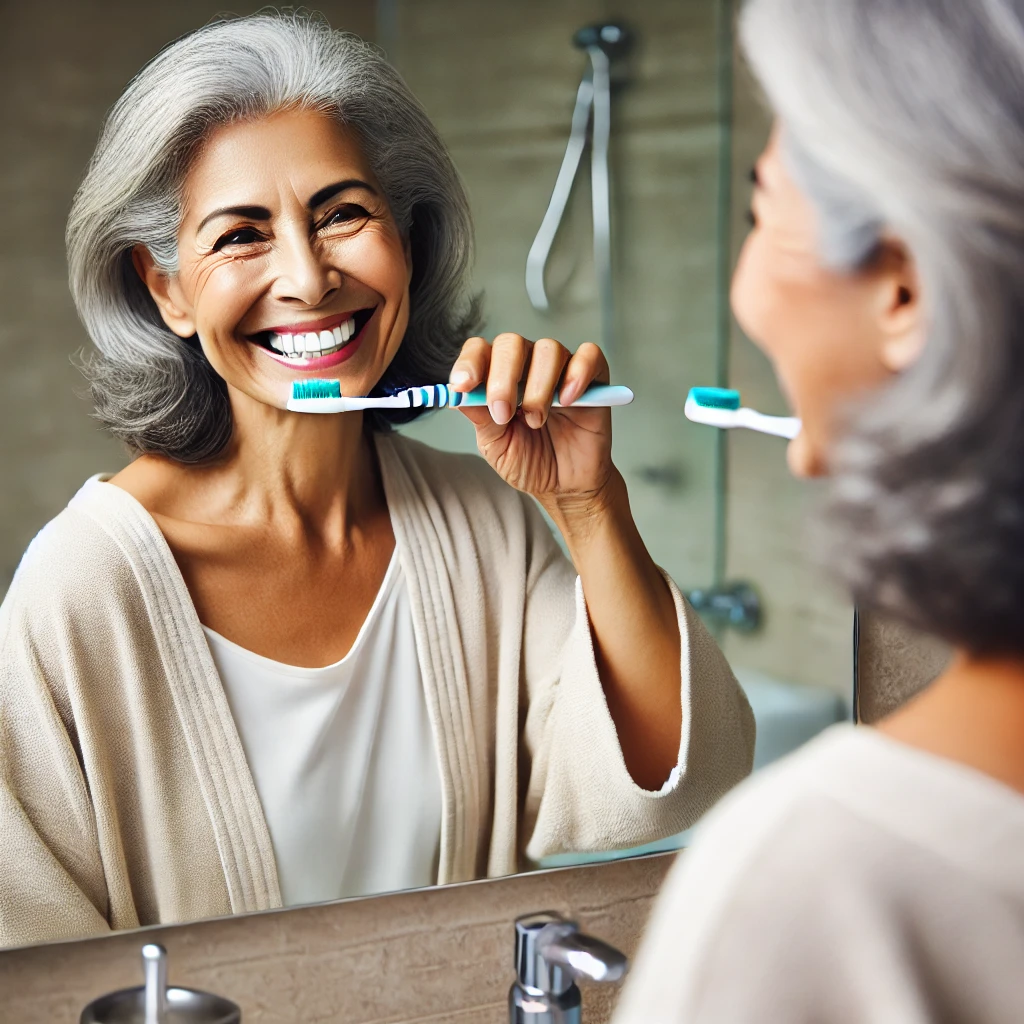 salud dental adultos mayores, cuidado bucal tercera edad, higiene dental, dentaduras, encías saludables.