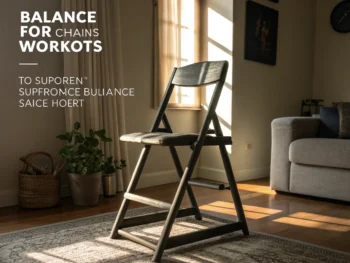 Silla robusta y estable en una sala de estar minimalista, diseñada para rutinas de ejercicio, destacando su soporte y equilibrio.